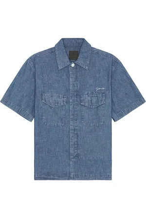Givenchy Short Sleeve Chambray Shirt in Blue