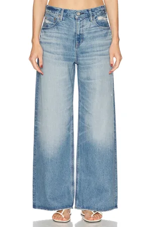 Moussy Lowell Super Wide Pants in Blue