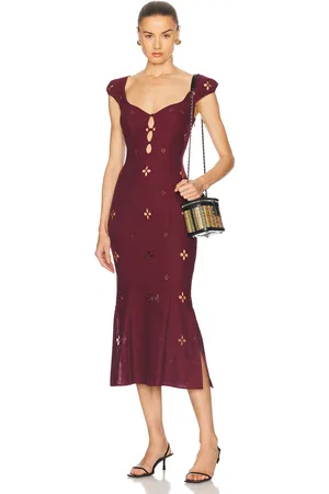 Mirror Palais Maria Midi Dress in Wine
