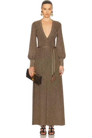 Tom Ford Vanise Long Dress in Metallic Gold