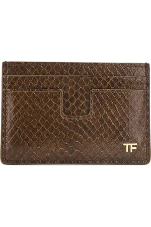 Tom Ford Printed Python T Line Cardholder in Brown