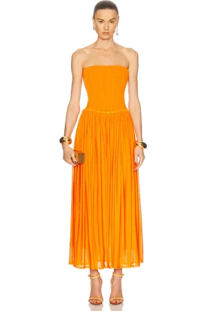 Simkhai Adalys Bustier Midi Dress in Orange
