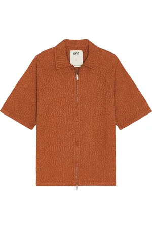Oas Terracotta Turleo Zack Full Zip Shirt in Brick