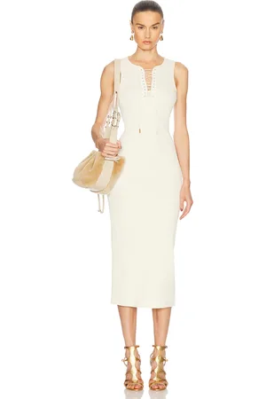 Givenchy Lace Up Rib Tank Dress in Neutral