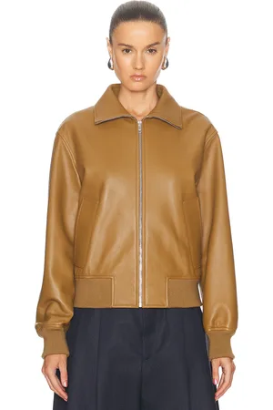 Bottega Veneta Leather Bomber Jacket in Brown