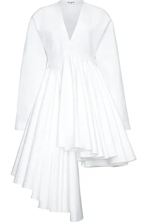 Alaïa Asymmetrical Belt Dress in White