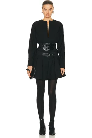 Alaïa Long Sleeve Buckle Dress in Noir in Black