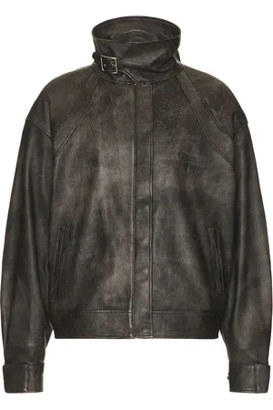 MIMCHIK Buckle Aviator Jacket in Black