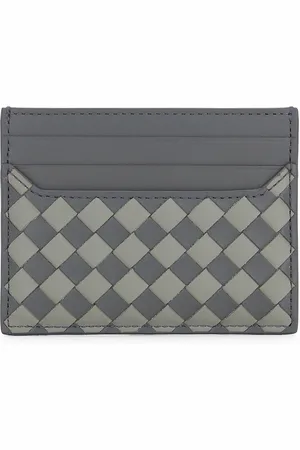 Bottega Veneta Intrecciato Piccolo Horizontal Card Case in Grey