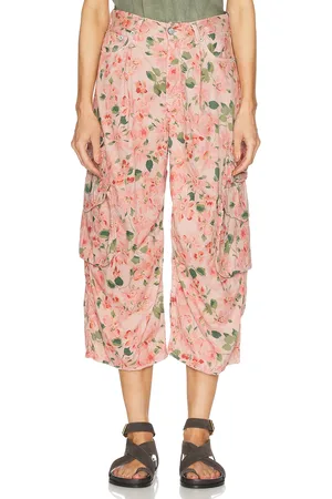 R13 Cropped Multi Pocket Cargo Pant in Pink