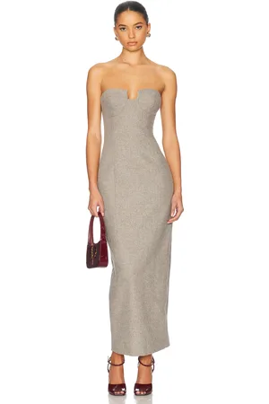 Helsa The Tweed Marilyn Dress in Taupe