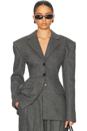 Helsa The Tweed S Curve Blazer in Charcoal