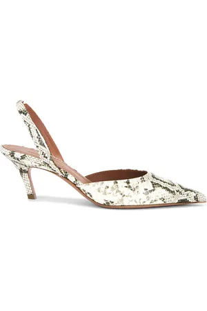 Amina Muaddi Sofia 60 Snake Sling Pump in Brown