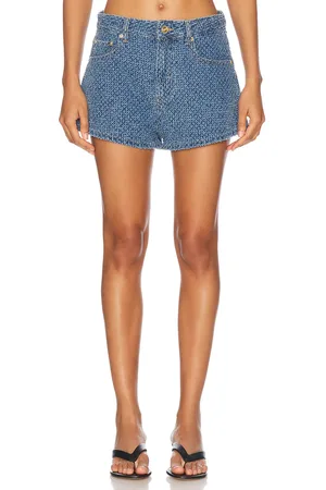 Ganni Fluffy Denim Short in Blue