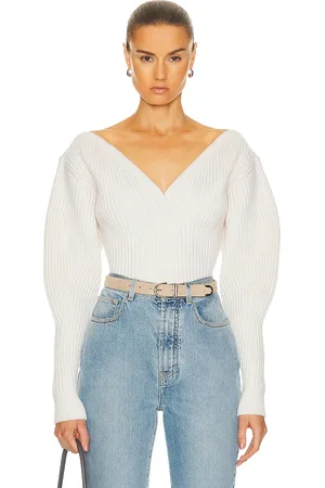 Alaïa Ribbed Sweater in Cream