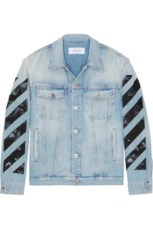 OFF-WHITE Fresco Diagonal Arrow Denim Jacket in Blue