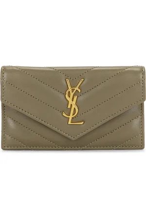 Saint Laurent Zipped Fragments Credit Card Case in Olive