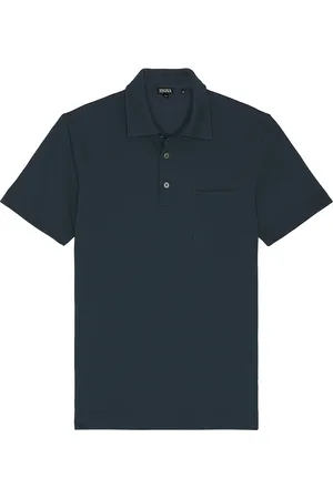 Ermenegildo Zegna Pure Cotton Piquet Polo in Blue