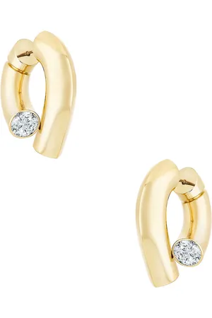 Tabayer Oera Diamond Hoop Earrings in Metallic Gold