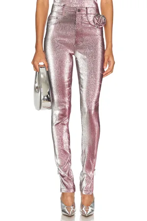AREA Stretch Lame Rosette Legging in Pink