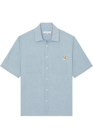 Maison Kitsuné Relaxed Short Sleeve Shirt in Blue