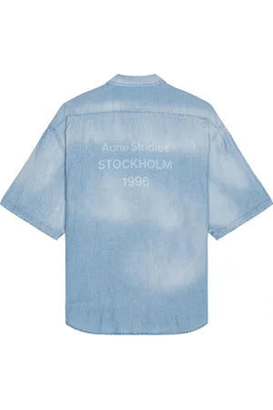 Acne Studios Setar Chambray Short Sleeve Shirt in Blue