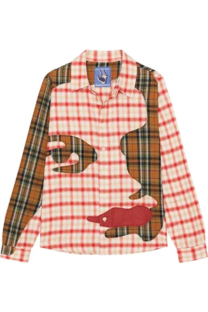 KIDSUPER STUDIOS Patchwork Face Flannel Shirt in