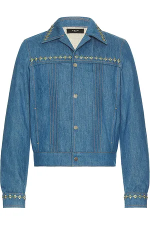 AMIRI Crystal Pleated Cadet Jacket in Blue