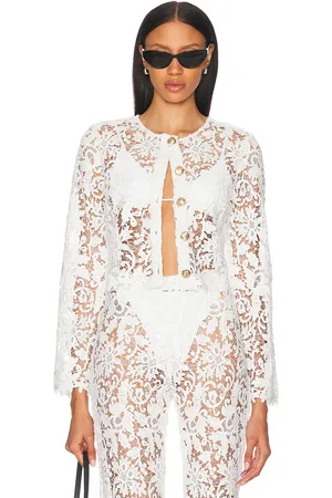 La Porte Coco Lace Button Shirt in White