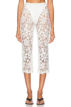 La Porte Gabrielle Lace Capri Pant in White