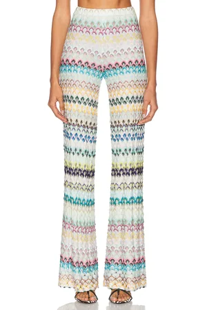 Missoni Striped Flare Trouser in Baby Blue,Yellow