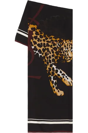 Saint Laurent Carre Leo Gros Cassa Scarf in Black
