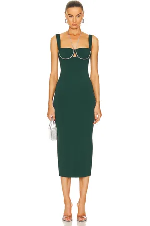 GALVAN Celeste Dress in Dark Green
