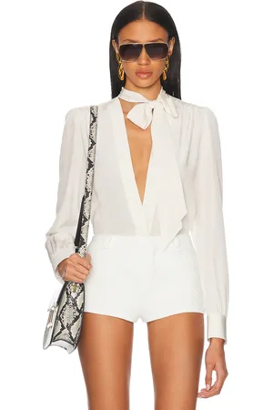 Tom Ford Lavalliere Long Sleeve Top in White