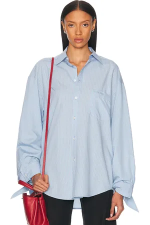 Balenciaga Knotted Cuff Blouse in Blue