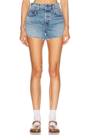 GRLFRND Charlie Low Rise Baggy Cut Off in Blue