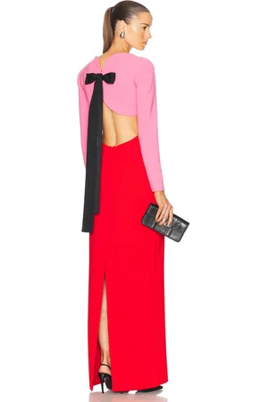 Carolina Herrera Long Sleeve Column Gown in Colorblock