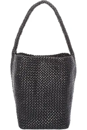 The Row Small Woven North South Tote Bag in Black