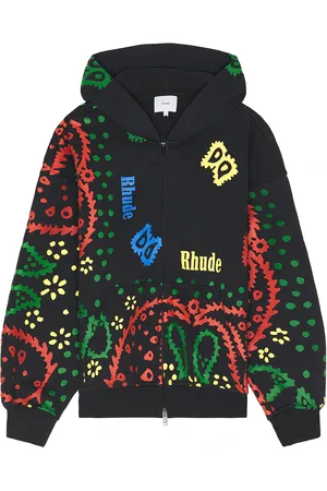 Rhude Bandana Print Full Zip Hoodie in Black