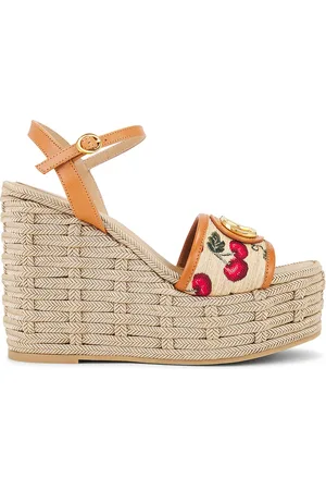 VALENTINO GARAVANI V Logo Signature Espadrilla Wedge in Tan