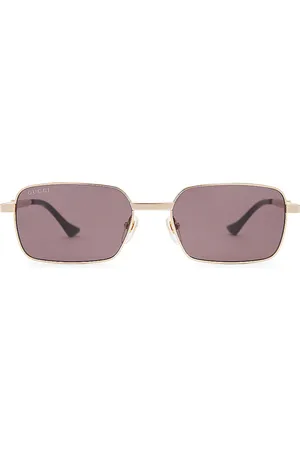 Gucci Rectangle Sunglasses in Metallic Gold