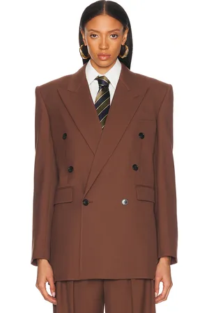 Saint Laurent Double Breasted Blazer in Brown