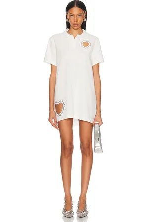AREA Crystal Heart Cutout Polo Dress in
