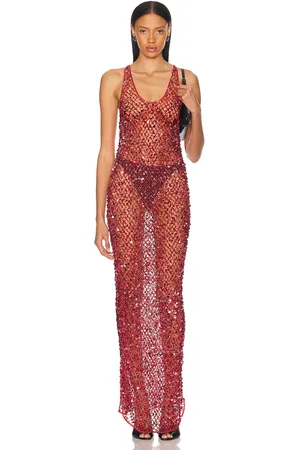 LAPOINTE Net Mesh Sequin Tank Gown in Pink