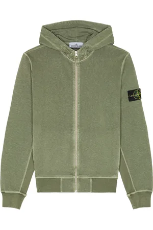 Stone Island Zip Up Hoodie in Green