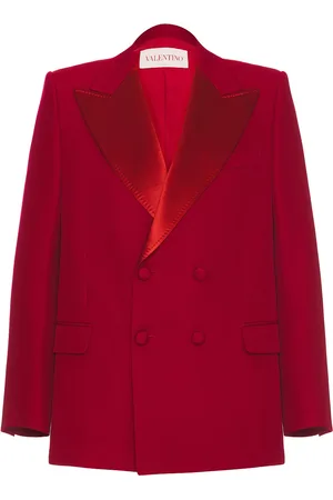 VALENTINO Classic Double Breasted Blazer in Burgundy