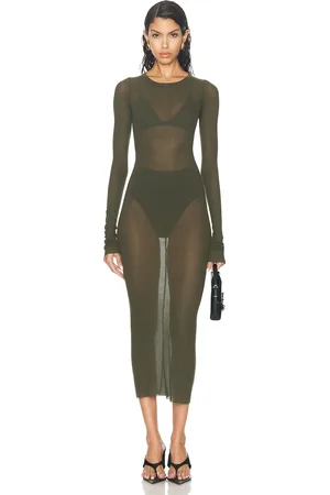 Rick Owens Abito Long Sleeve Dress in Green