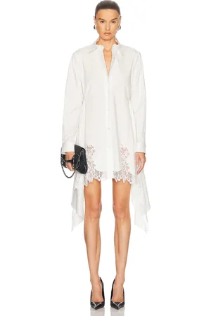 MONSE Lace Cascade Front Shirt Dress in