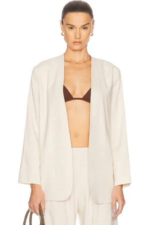 Leset Belle Collarless Blazer in Neutral