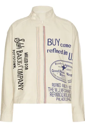 HARAGO Printed Zipper Cropped Jacket in Beige